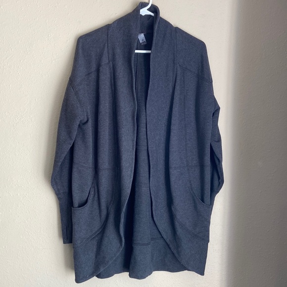 Eddie Bauer Sweaters - Eddie Bauer gray open front cardigan Thumbholes L